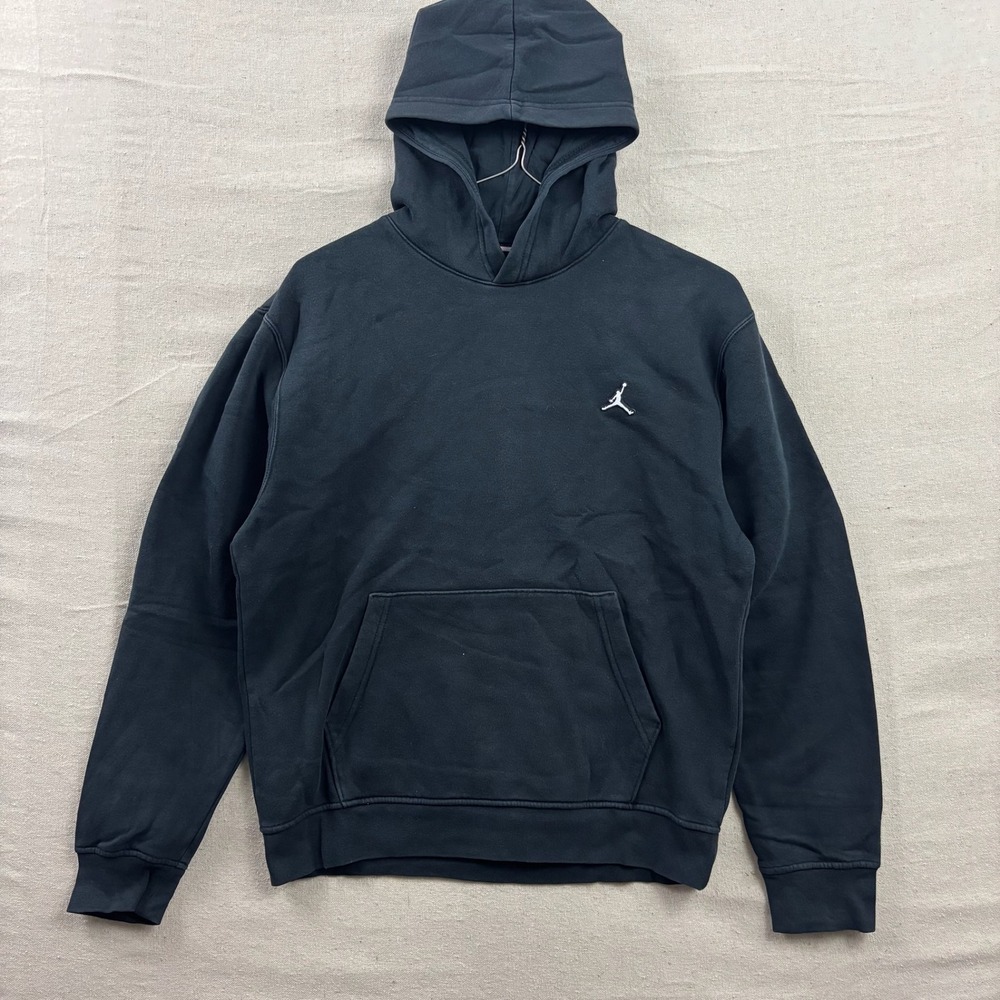 Jordan Hoodie Mens Small Black Essentials Embroidered Jumpman Pullover Fleece